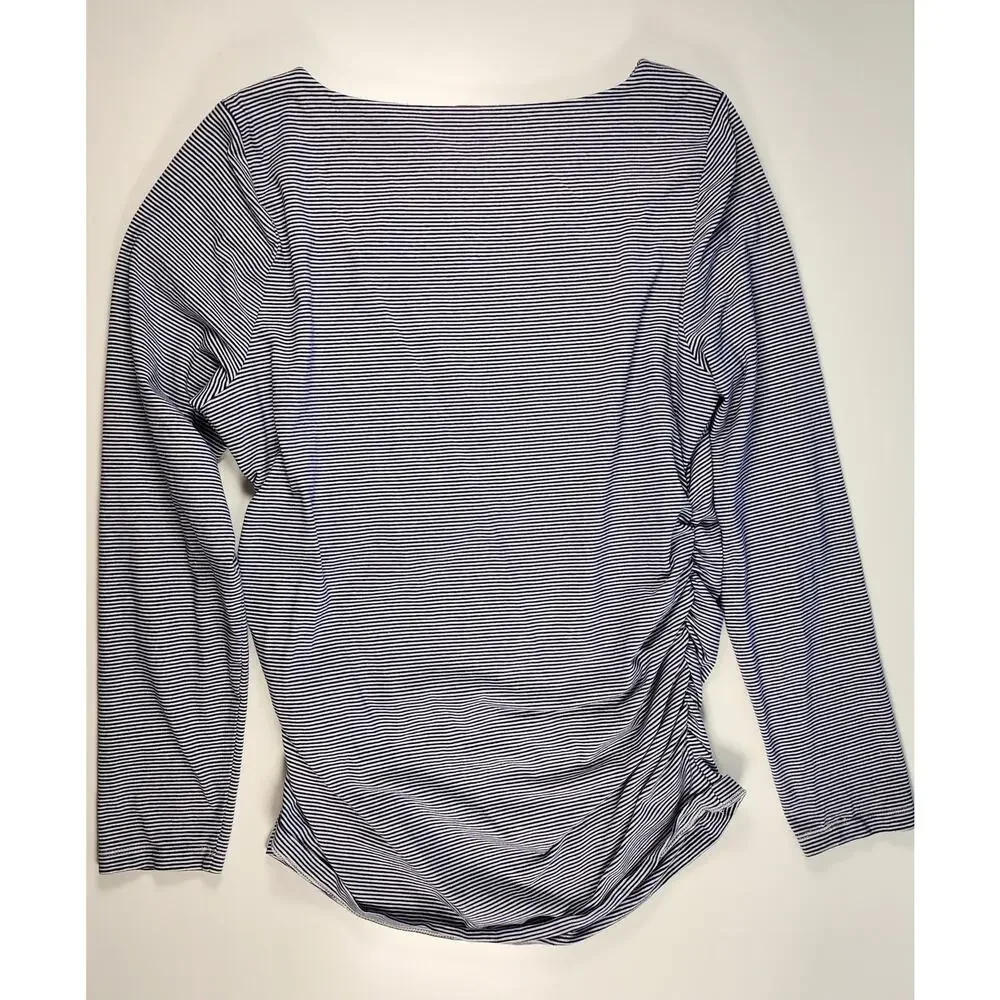 Soft Surroundings Striped Ruched Side Long Sleeve Top Nautical L - Picture 11 of 11